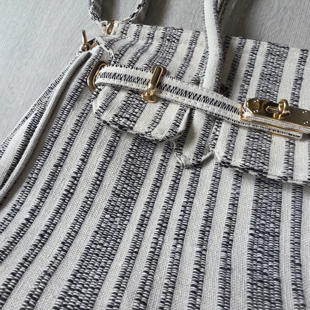 Striped Grey and White Bag - Picture 6 of 6